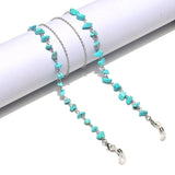 Rose Quartz Stone Turquoise Bead Eyeglass Chain Necklace