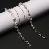 Rose Quartz Stone Turquoise Bead Eyeglass Chain Necklace