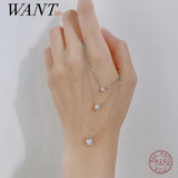 925 Silver Round Zircon Pendant Necklace for Women