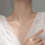 925 Silver Round Zircon Pendant Necklace for Women