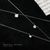 925 Silver Round Zircon Pendant Necklace for Women