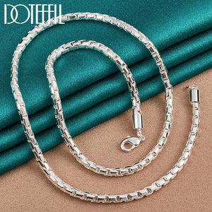 925 Silver 4mm Box Chain Necklace Wedding Party Jewelry