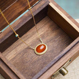 Carnelian Turquoise Egg Face Palace Necklace Oval Pendant