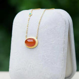 Carnelian Turquoise Egg Face Palace Necklace Oval Pendant