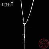 925 Silver Triangle Zircon Adjustable Collarbone Necklace CZ Pendant