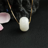 18k Inlaid Hotan Sheepskin Jade Abacus Necklace Retro Style