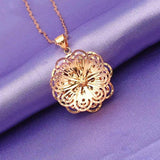 14K Rose Flower Pendant Necklace Ladies Chinese Engagement Jewelry