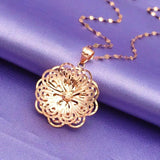 14K Rose Flower Pendant Necklace Ladies Chinese Engagement Jewelry
