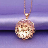 14K Rose Flower Pendant Necklace Ladies Chinese Engagement Jewelry