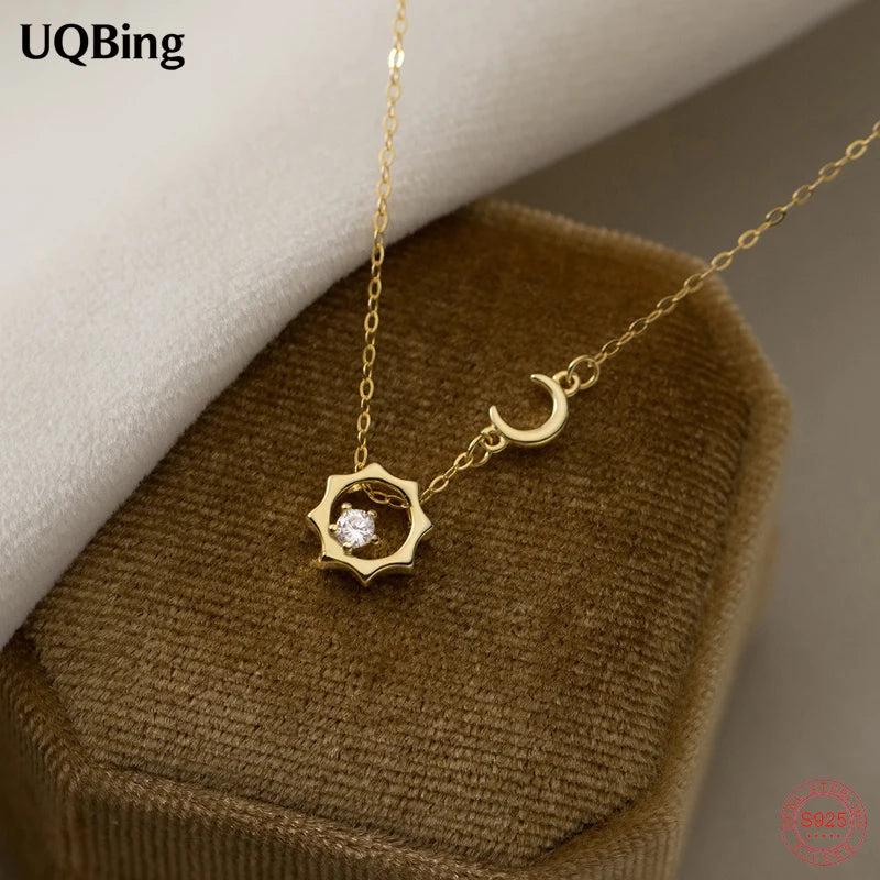 925 Silver Sun & Moon Zircon Necklaces & Pendants