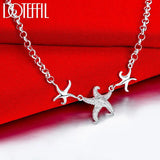 925 Silver Starfish Chain Necklace 18-Inch Women Wedding Party Gift Jewelry