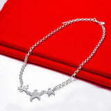 925 Silver Starfish Chain Necklace 18-Inch Women Wedding Party Gift Jewelry
