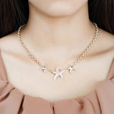925 Silver Starfish Chain Necklace 18-Inch Women Wedding Party Gift Jewelry
