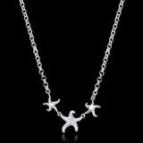 925 Silver Starfish Chain Necklace 18-Inch Women Wedding Party Gift Jewelry