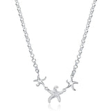 925 Silver Starfish Chain Necklace 18-Inch Women Wedding Party Gift Jewelry