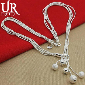 925 Sterling Silver Five Balls Snake Necklace For Man Woman Party Wedding