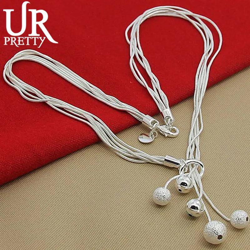 925 Sterling Silver Five Balls Snake Necklace For Man Woman Party Wedding
