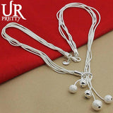 925 Sterling Silver Five Balls Snake Necklace For Man Woman Party Wedding