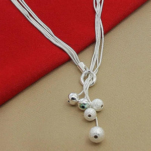 925 Sterling Silver Five Balls Snake Necklace For Man Woman Party Wedding