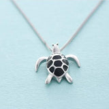 925 Silver Turtle Pendant Necklace for Women and Girls