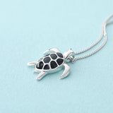 925 Silver Turtle Pendant Necklace for Women and Girls