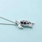 925 Silver Turtle Pendant Necklace for Women and Girls