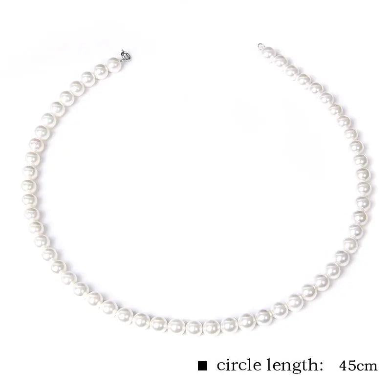 Round Pearl Necklace Shell Beaded Necklaces Mother of Pearl Shell Chockers