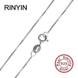 925 Sterling Silver Necklace 1mm Box Chain 16/18/20/22/24 Inches