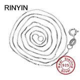 925 Sterling Silver Necklace 1mm Box Chain 16/18/20/22/24 Inches