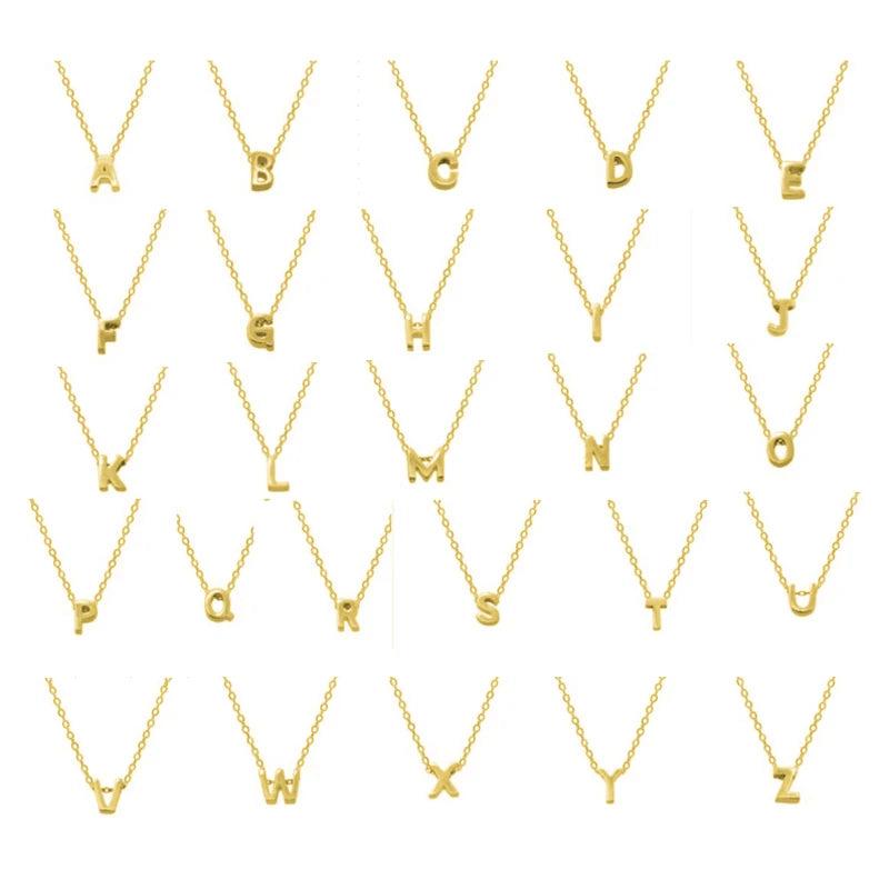 925 Silver A-Z Initial Necklace Single Name Choker Pendant Jewelry