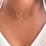 925 Silver A-Z Initial Necklace Single Name Choker Pendant Jewelry