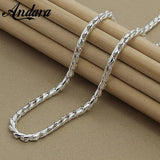 4mm Twisted Chain Necklace 925 Silver Jewelry for Men and Women