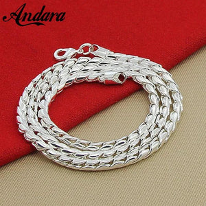 4mm Twisted Chain Necklace 925 Silver Jewelry for Men and Women