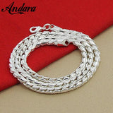 4mm Twisted Chain Necklace 925 Silver Jewelry for Men and Women