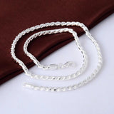 4mm Twisted Chain Necklace 925 Silver Jewelry for Men and Women