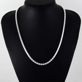 4mm Twisted Chain Necklace 925 Silver Jewelry for Men and Women