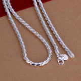 4mm Twisted Chain Necklace 925 Silver Jewelry for Men and Women