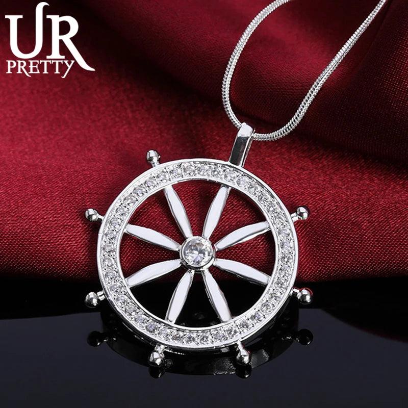 925 Silver Zircon Pendant Necklace for Woman Wedding