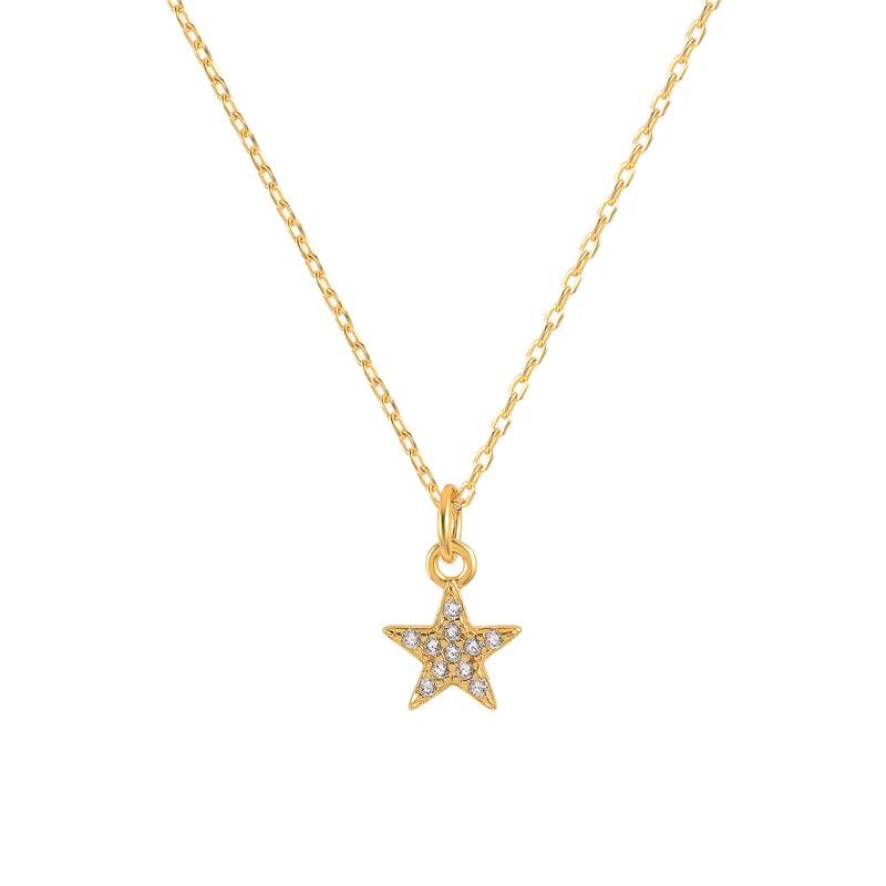 925 Silver Sunflower Pendant Zircon Star Charm Necklace