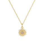 925 Silver Sunflower Pendant Zircon Star Charm Necklace