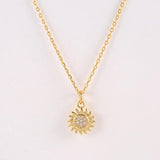 925 Silver Sunflower Pendant Zircon Star Charm Necklace