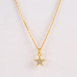 925 Silver Sunflower Pendant Zircon Star Charm Necklace