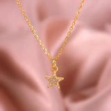 925 Silver Sunflower Pendant Zircon Star Charm Necklace