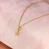 925 Silver Sunflower Pendant Zircon Star Charm Necklace
