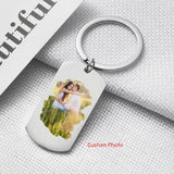 Custom Photo Couple Keychain Personalized Metal Keytag Bag Charm