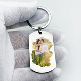 Custom Photo Couple Keychain Personalized Metal Keytag Bag Charm