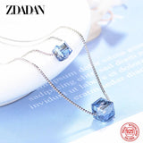 925 Silver Square Crystal Necklace Wedding Jewelry
