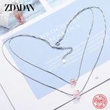 925 Silver Square Crystal Necklace Wedding Jewelry