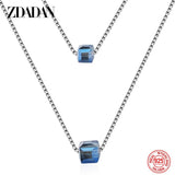 925 Silver Square Crystal Necklace Wedding Jewelry