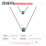 925 Silver Square Crystal Necklace Wedding Jewelry